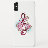 Musical treble clef notes with Sakura flowers