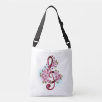 Musical treble clef notes with Sakura flowers