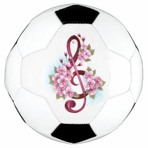 Musical treble clef notes with Sakura flowers Football