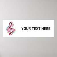 Musical treble clef notes with Sakura flowers