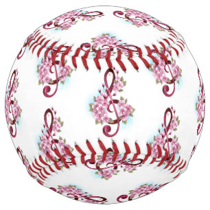 Musical treble clef notes with Sakura flowers Softball