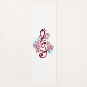 Musical treble clef notes with Sakura flowers Yoga Mat