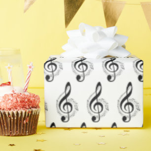 Musical Treble Clef On White Wrapping Paper