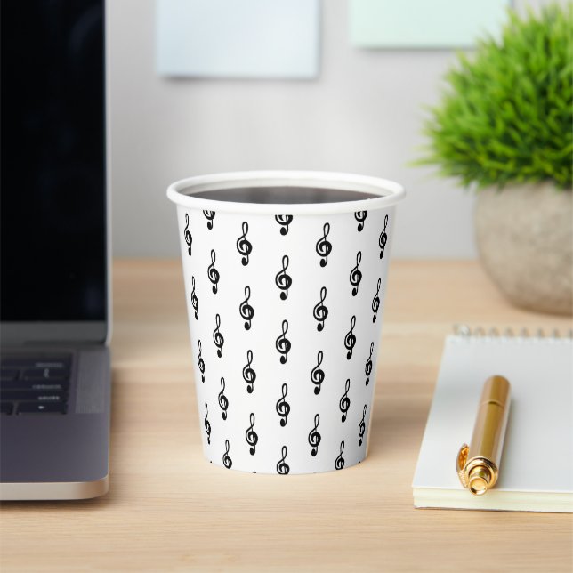 Musical Treble Clef Pattern Paper Cups (Insitu)