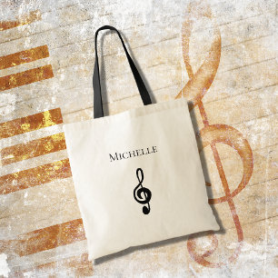 Musical Treble Clef Personalised Tote Bag