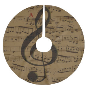 Musical Treble Clef Sheet Music Classic Brushed Polyester Tree Skirt