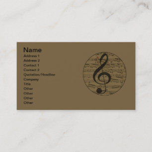 Musical Treble Clef Sheet Music Classic  Business Card