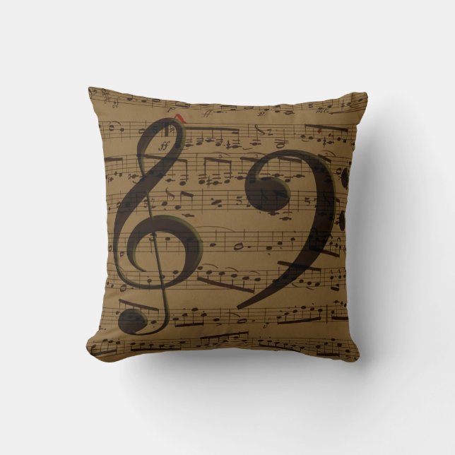 Musical Treble Clef Sheet Music Classic  Cushion (Front)