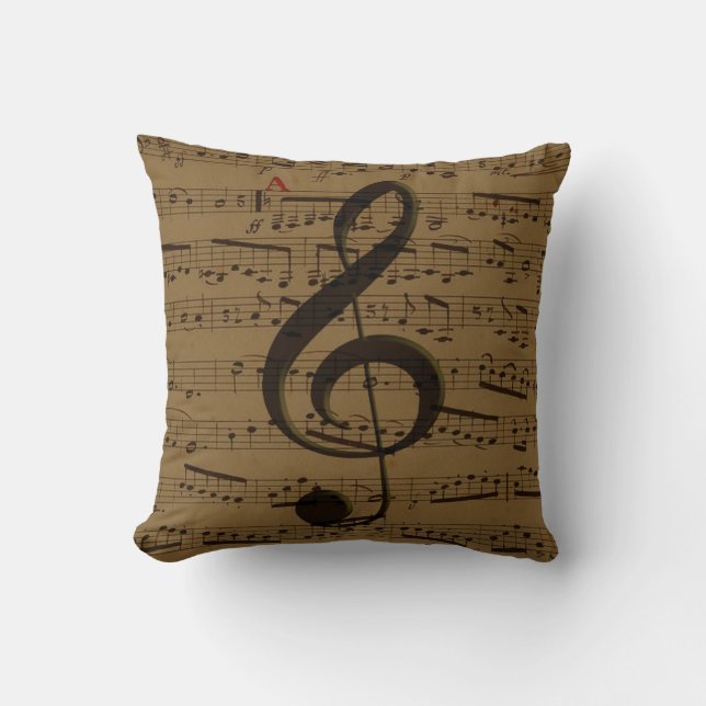 Musical Treble Clef Sheet Music Classic  Cushion (Front)