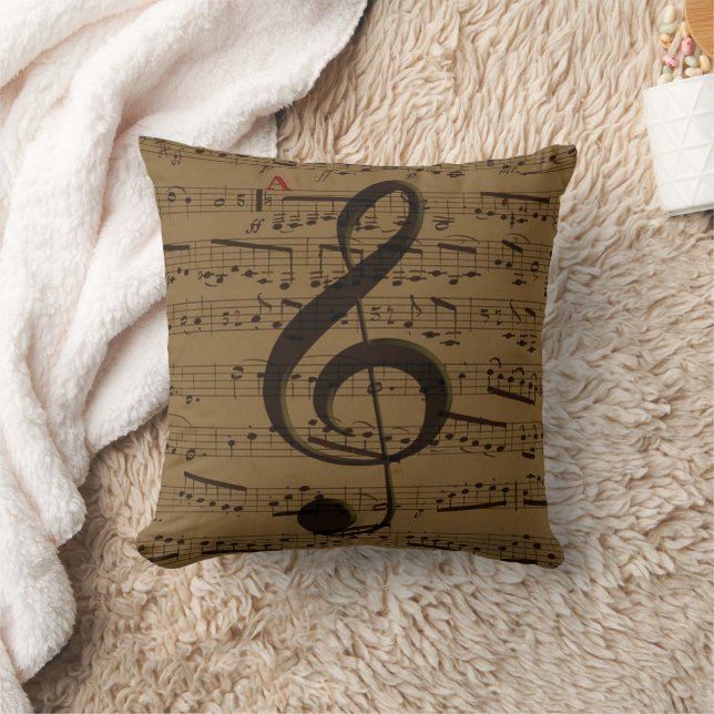 Musical Treble Clef Sheet Music Classic  Cushion (Blanket)
