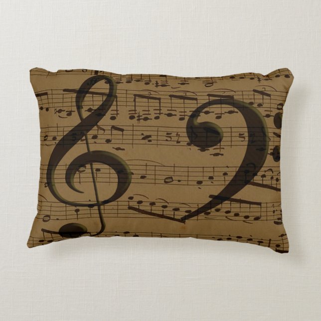 Musical Treble Clef Sheet Music Classic  Decorative Cushion (Back)