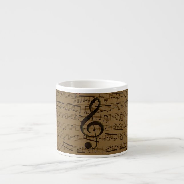 Musical Treble Clef Sheet Music Classic  Espresso Cup (Front)