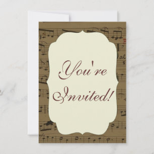 Musical Treble Clef Sheet Music Classic  Invitation