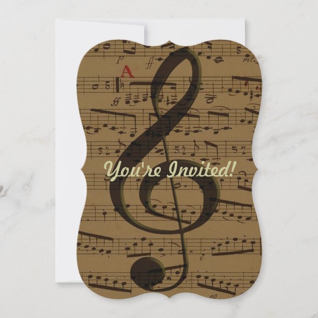 Musical Treble Clef Sheet Music Classic  Invitation (Front)
