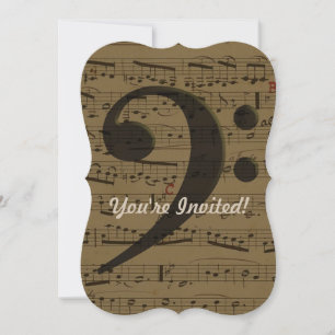 Musical Treble Clef Sheet Music Classic  Invitation