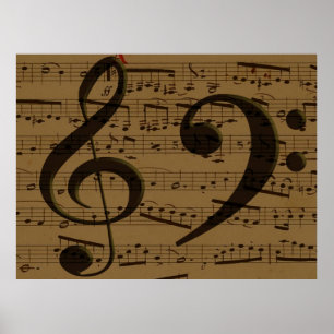Musical Treble Clef Sheet Music Classic Poster