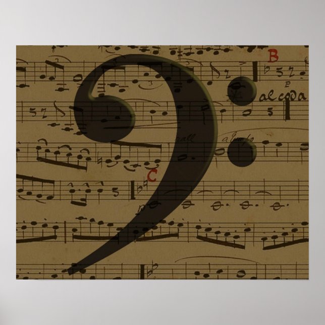 Musical Treble Clef Sheet Music Classic  Poster (Front)