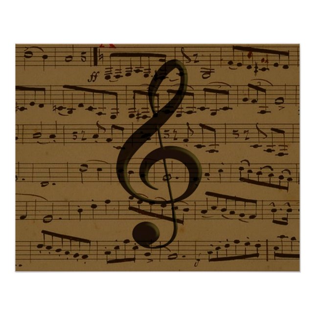Musical Treble Clef Sheet Music Classic  Poster (Front)