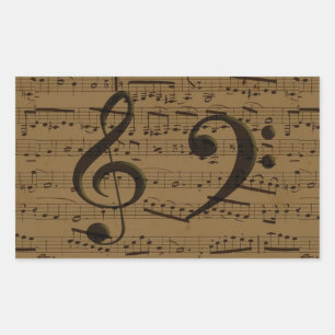 Musical Treble Clef Sheet Music Classic  Rectangular Sticker