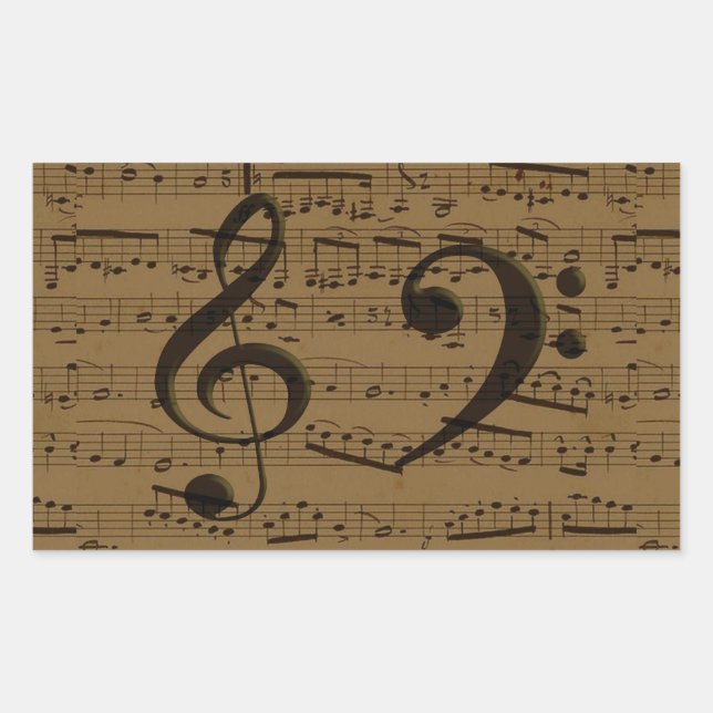 Musical Treble Clef Sheet Music Classic  Rectangular Sticker (Front)