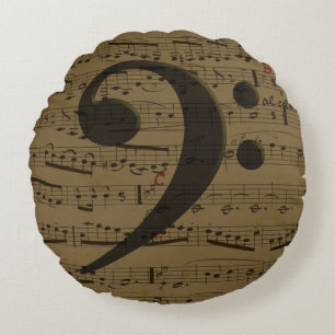 Musical Treble Clef Sheet Music Classic  Round Cushion