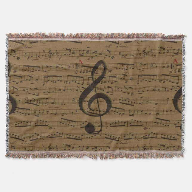 Musical Treble Clef Sheet Music Classic  Throw Blanket (Front)