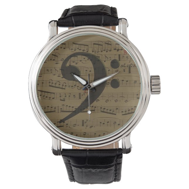 Musical Treble Clef Sheet Music Classic  Watch (Front)