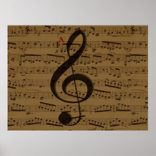 Musical Treble Clef sheet music Poster