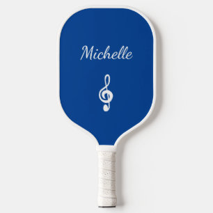 Musical Treble Clef Symbol Personalised Blue Pickleball Paddle