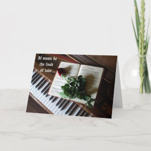 Musical Valentine-Piano keys and Rose Holiday Card