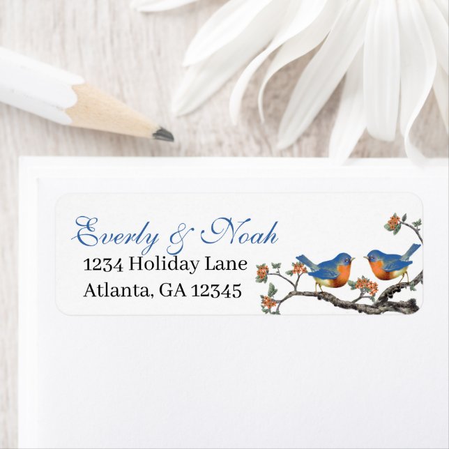 Musical Vintage Aqua Birds Grey Branch Labels (Insitu)