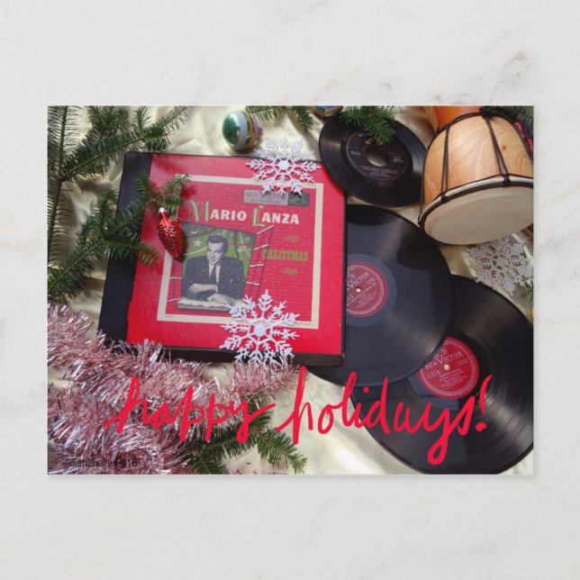 Musical Vintage Mario Lanza Holiday Postcard (Front)