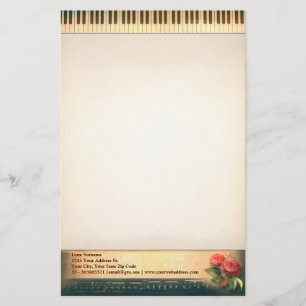 musical vintage piano stationary design stationery