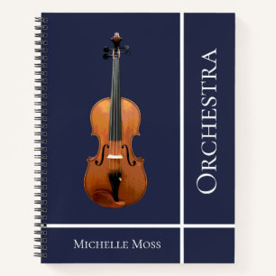 Musical Violin Custom Blue Notebook