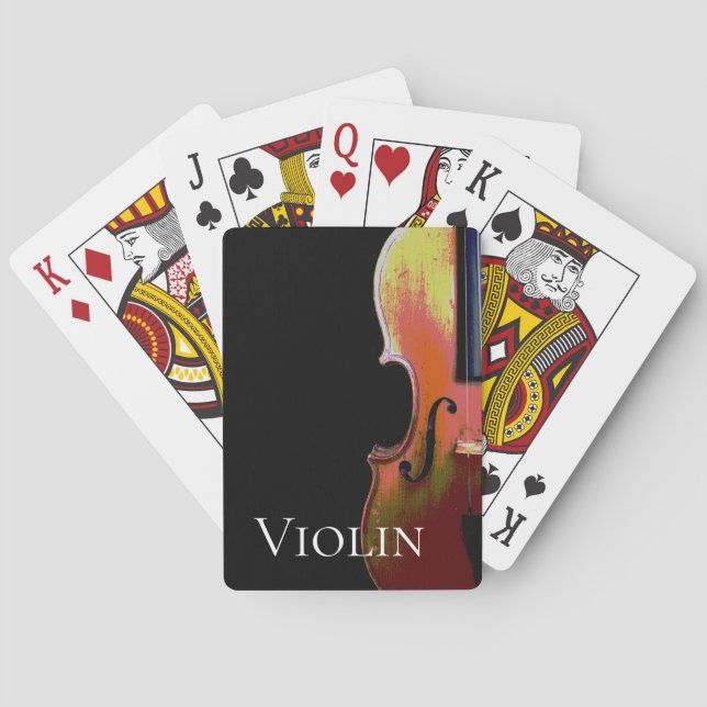 Musical Violin Distressed Classical Music Playing Cards (Back)