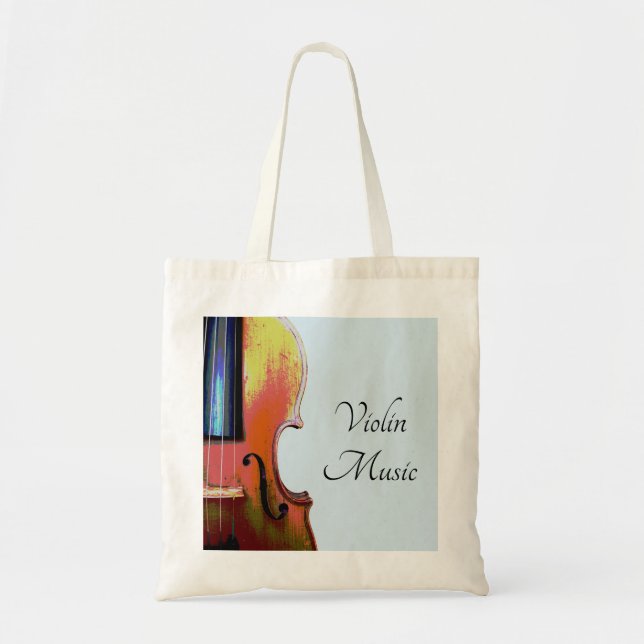 Musical Violin Elegant Typography Blue Tote Bag (Front)