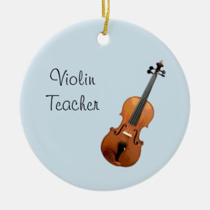 Musical Violin Teacher Cute Blue Ceramic Tree Decoration