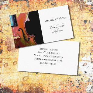 Musical Violin Teacher Performer Elegant Business Card