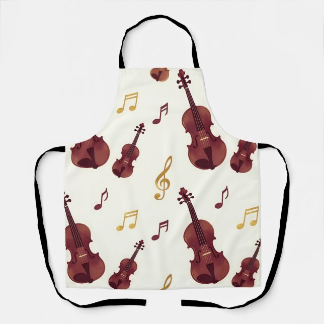 Musical Violins Seamless Pattern Apron (Front)
