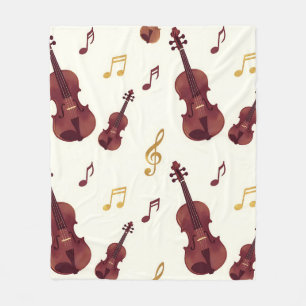Musical Violins Seamless Pattern Fleece Blanket