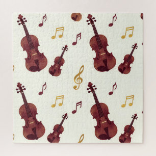 Musical Violins Seamless Pattern Jigsaw Puzzle