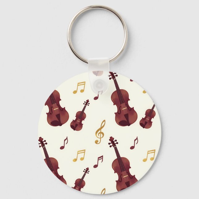 Musical Violins Seamless Pattern Key Ring (Front)