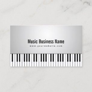 Musical White Grand Piano Keys Music Business Card
