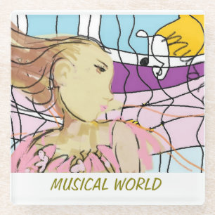 Musical world glass coaster