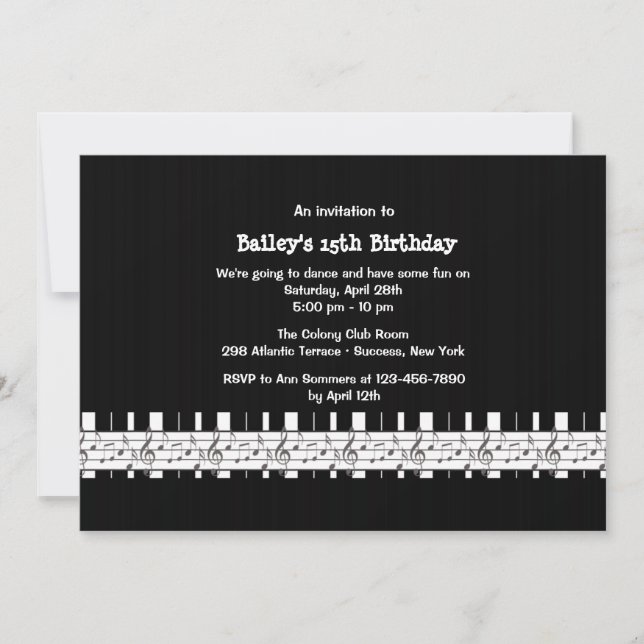 Musically Inclined Birthday Party Invitation (Front)