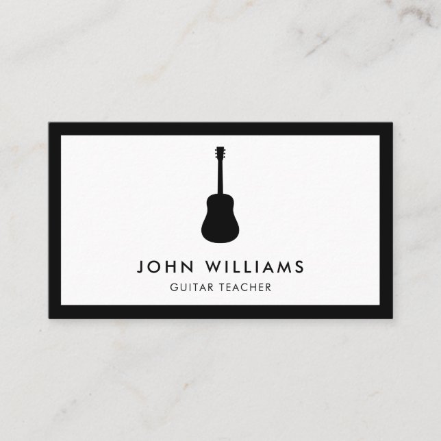 Musician Acoustic Guitar Minimalist Modern Business Card (Front)