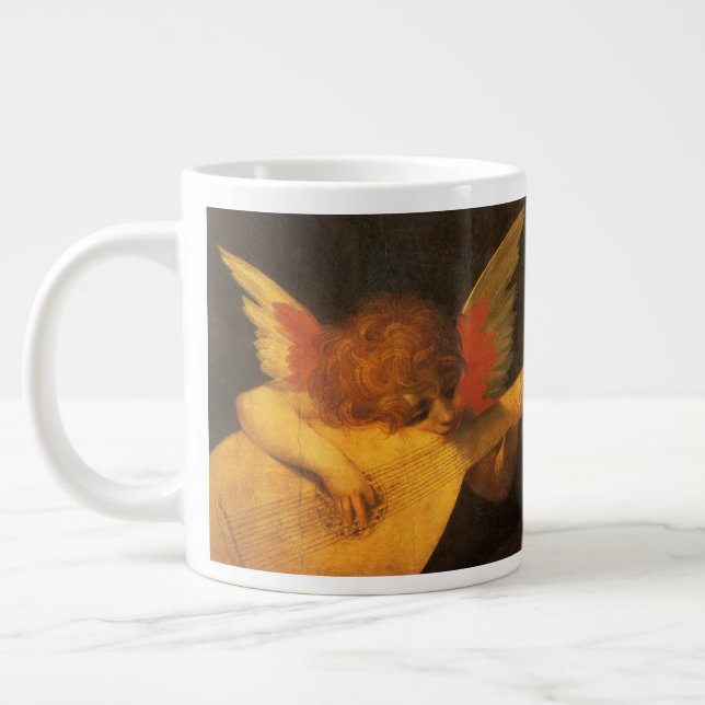 Musician Angel Playing Lute by Rosso Fiorentino Large Coffee Mug (Left)