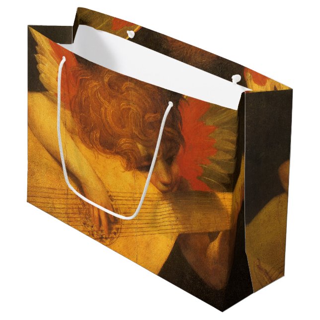 Musician Angel Playing Lute by Rosso Fiorentino Large Gift Bag (Front Angled)
