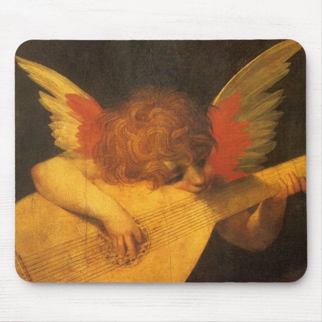 Musician Angel Playing Lute by Rosso Fiorentino Mouse Mat (Front)
