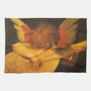 Musician Angel Playing Lute by Rosso Fiorentino Tea Towel